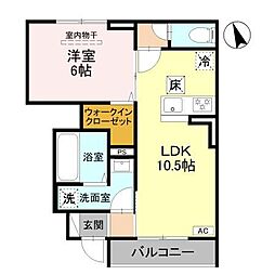 明石市西明石西町1丁目アパート 1LDKの間取図画像