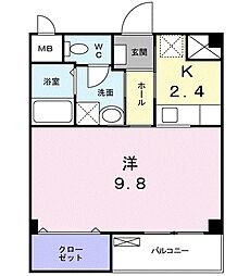 ラ・ロゼヴェール 1Kの間取図画像