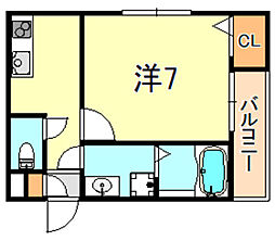 ジーメゾン北王子 1Kの間取図画像