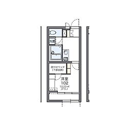 レオパレス柊 1Kの間取図画像
