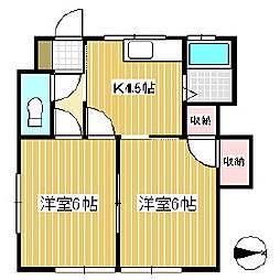 上信荘 2DKの間取図画像
