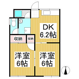 コーポ山辺 2DKの間取図画像
