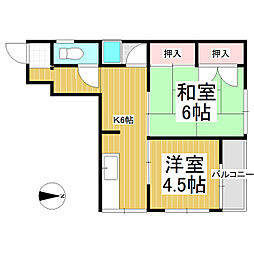 ネオトピア中央 2Kの間取図画像