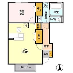 サフィーロB 1LDKの間取図画像
