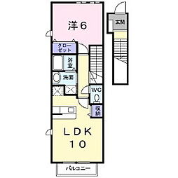 カーサ・ソーレA 1LDKの間取図画像