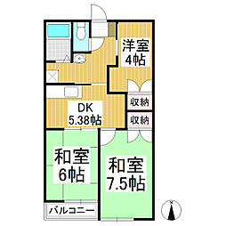 ロイヤルレジデンス六ツ暮 3DKの間取図画像