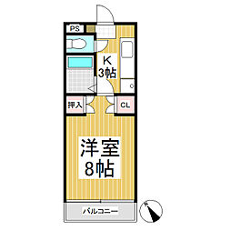m・グリーンパーク 1Kの間取図画像