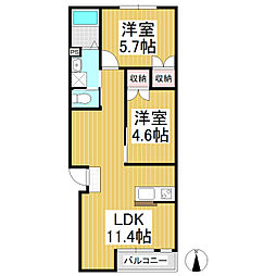 D上丸子 2LDKの間取図画像