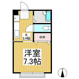 コーポおもだか 1Kの間取図画像