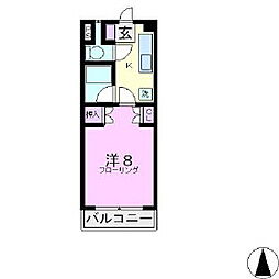 ラ・ヴィ・アン・ローズ・2 1Kの間取図画像