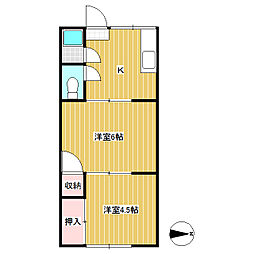 ヒノデハイツ 2Kの間取図画像