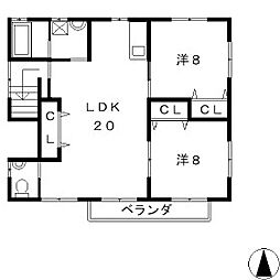 F・Fホーム諏訪形B棟 2LDKの間取図画像