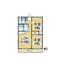 グリーンヒルズ 2LDKの間取図画像