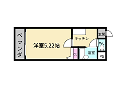 エナ阿波座西 1Kの間取図画像