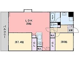 ヴェステンキーファー 2LDKの間取図画像