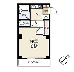 丸興マンション ワンルームの間取図画像
