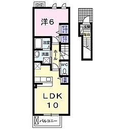キャッスル安養寺D 1LDKの間取図画像