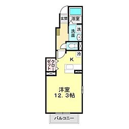スウィートm・k ワンルームの間取図画像