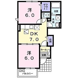 アニューJ2 2DKの間取図画像