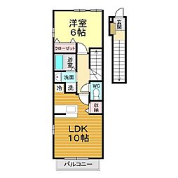 アルカンシエルA 1LDKの間取図画像
