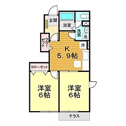シャン・ド・フルール 2Kの間取図画像