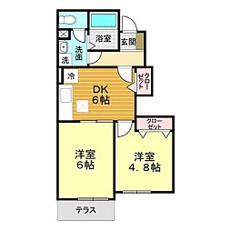 メゾンルミエールF 2DKの間取図画像