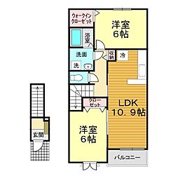 ティアーモドゥーエ 2LDKの間取図画像
