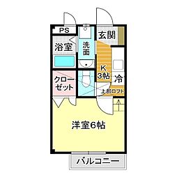 那智2番館 1Kの間取図画像