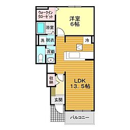 メゾンドハール2 1LDKの間取図画像