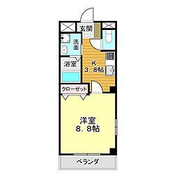 エトワール有冨 1Kの間取図画像