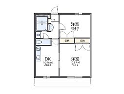 レオパレスLightlife2 2DKの間取図画像