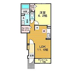 リコリス・アズ 1LDKの間取図画像