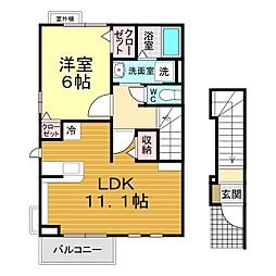 リヴェールアイ 1LDKの間取図画像