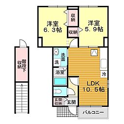 ハピネス21 2LDKの間取図画像