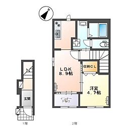 ローリングヒルズ富任 1LDKの間取図画像
