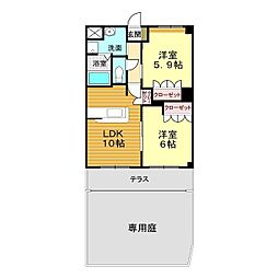 グローリーガーデン 2LDKの間取図画像