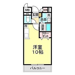 ブルースカイ ワンルームの間取図画像