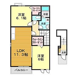 カルフールA 2LDKの間取図画像