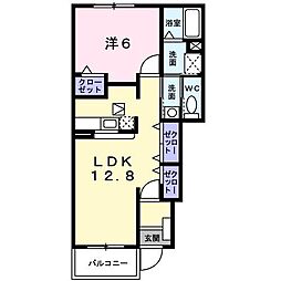 メゾンポムA棟 1LDKの間取図画像