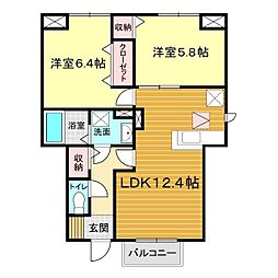 メゾン・ド・アリアージュ 2LDKの間取図画像