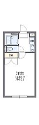 レオパレスリバーサイド 1Kの間取図画像