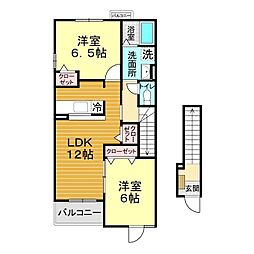 カサミランB 2LDKの間取図画像