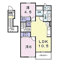 エトワールA 2LDKの間取図画像