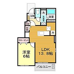 ラ・ルナ2 1LDKの間取図画像