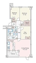 東急ドエルアルス代々木参宮橋 2LDKの間取図画像