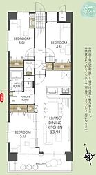 コアマンション島崎南 3LDKの間取図画像