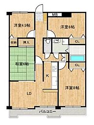 トーカンマンション新・米屋町 4LDKの間取図画像