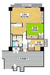 小阪駅前コーポ 2LDKの間取図画像