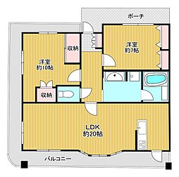 アリスト市駅前ルネッサンスコート 2LDKの間取図画像