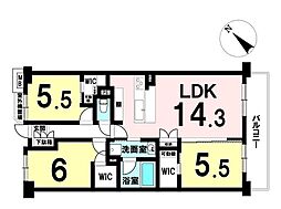 プランヴェール入間武蔵野 3LDKの間取図画像